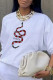 White Casual Street Print Patchwork O Neck Tops