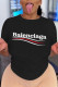 Black Casual Street Print Patchwork O Neck T-Shirts