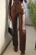 Brown Fashion Casual Solid Patchwork Regular High Waist Trousers