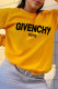 Yellow Casual Sportswear Print Patchwork Letter O Neck Tops