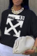 Black Casual Street Print Patchwork O Neck Tops