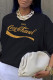 Black Street Sportswear Print Patchwork O Neck Tops