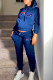 Royal Blue Fashion Casual Print Patchwork Hooded Collar Long Sleeve Two Pieces