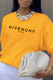 Yellow Casual Sportswear Print Patchwork Letter O Neck Tops