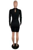 Red adult Sexy Fashion Cap Sleeve Long Sleeves O neck Hip skirt Mini asymmetrical Draped Solid
