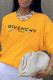 Yellow Casual Sportswear Print Patchwork O Neck Tops
