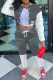 Grey Fashion Casual Patchwork Cardigan Pants Long Sleeve Two Pieces