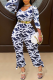 Black White Casual Print Patchwork V Neck Boot Cut Jumpsuits