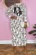 White Fashion Casual Print Patchwork O Neck Pencil Skirt Dresses