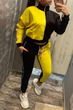 Yellow Casual Solid Split Joint Zipper Zipper Collar Long Sleeve Two Pieces