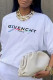 White Casual Sportswear Print Patchwork O Neck Tops