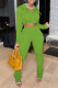 Olive Green Fashion Casual Solid Fold Hooded Collar Long Sleeve Two Pieces