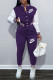 Purple Fashion Casual Print Patchwork O Neck Long Sleeve Two Pieces