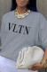 Grey Casual Street Print Patchwork O Neck Tops