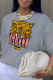 Grey Casual Street Print Patchwork O Neck Tops