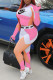 Pink Casual Sportswear Letter Print Basic O Neck Long Sleeve Two Pieces