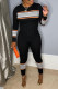 Black Fashion Casual Patchwork Basic O Neck Long Sleeve Two Pieces