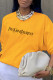 Yellow Casual Street Print Patchwork Letter O Neck Tops