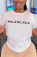 White Casual Street Print Patchwork O Neck T-Shirts