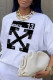 White Casual Sportswear Print Patchwork Letter O Neck Tops