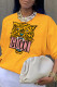 Yellow Casual Street Print Patchwork O Neck Tops