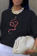 Black Casual Street Print Patchwork O Neck Tops