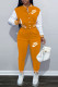 Orange Fashion Casual Print Patchwork O Neck Long Sleeve Two Pieces
