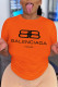 Orange Casual Street Print Patchwork O Neck T-Shirts