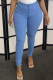 Baby Blue Fashion Casual Solid Basic Skinny High Waist Pencil Trousers