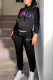 Black Fashion Casual Print Patchwork Hooded Collar Long Sleeve Two Pieces