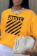 Yellow Casual Daily Print Patchwork O Neck Tops