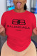 Red Casual Street Print Patchwork O Neck T-Shirts