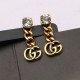 Gold Fashion Vintage Letter Chains Hot Drill Earrings