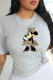 Grey Casual Street Print Patchwork O Neck T-Shirts