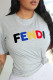 Grey Casual Street Print Patchwork Letter O Neck T-Shirts