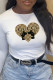 White Casual Street Print Patchwork O Neck Tops
