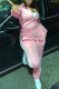 Pink Fashion Casual Print Patchwork Turndown Collar Long Sleeve Two Pieces
