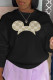 Black Fashion Street Print Patchwork O Neck Tops