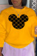 Yellow Casual Street Print Patchwork O Neck Tops