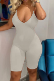 Blue Sexy Solid Patchwork Spaghetti Strap Skinny Rompers