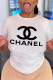 White Fashion Street Print Patchwork O Neck T-Shirts