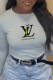 Grey Street Daily Print Patchwork Letter O Neck Tops