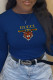 Navy Blue Casual Street Print Patchwork Letter O Neck Tops