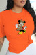 Orange Casual Street Print Patchwork O Neck T-Shirts