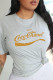 Grey Street Daily Print Patchwork Letter O Neck T-Shirts