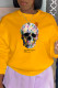 Yellow Casual Street Print Patchwork O Neck Tops