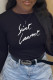 Black Fashion Street Patchwork Letter O Neck Tops