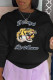 Black Street Sportswear Print Patchwork Letter O Neck Tops