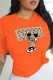 Orange Casual Daily Print Patchwork O Neck T-Shirts
