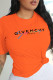 Orange Casual Street Print Patchwork O Neck T-Shirts